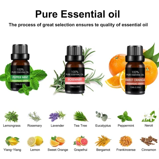 Approvisionnement d'usine 100% Pure Plant Natural 10ml Diffusser Aroma Essential Fragrance Oils Citronnelle Citronnelle Jasmin Huile Essentielle